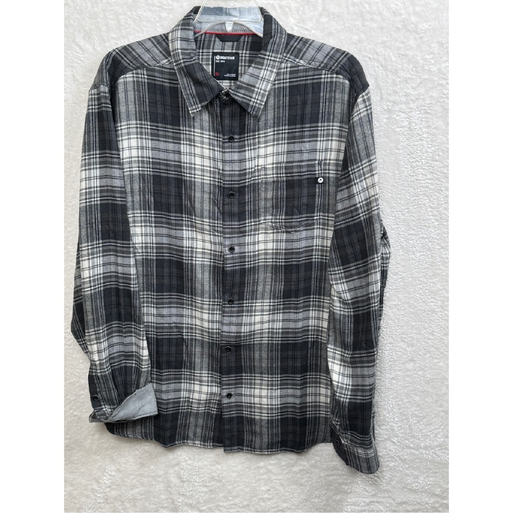 Marmot Flannel Men's Shirt Long Sleeve Button Up Plaid Outdoor XXL